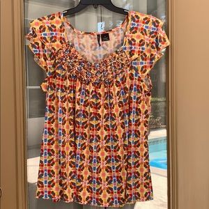 Colorful cap sleeve blouse